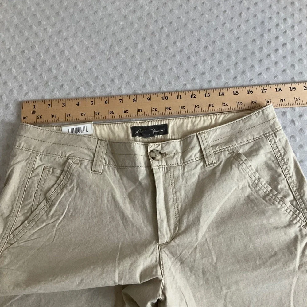 Eddie Bauer Destitrek Pants Womens 12 Oyster Tan Slightly Curvy Straight Leg NWT